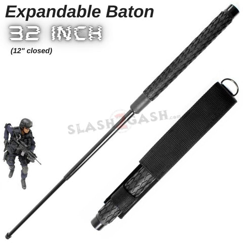 Expandable Baton Metal Police Stick w/ Sheath - 32" Inch