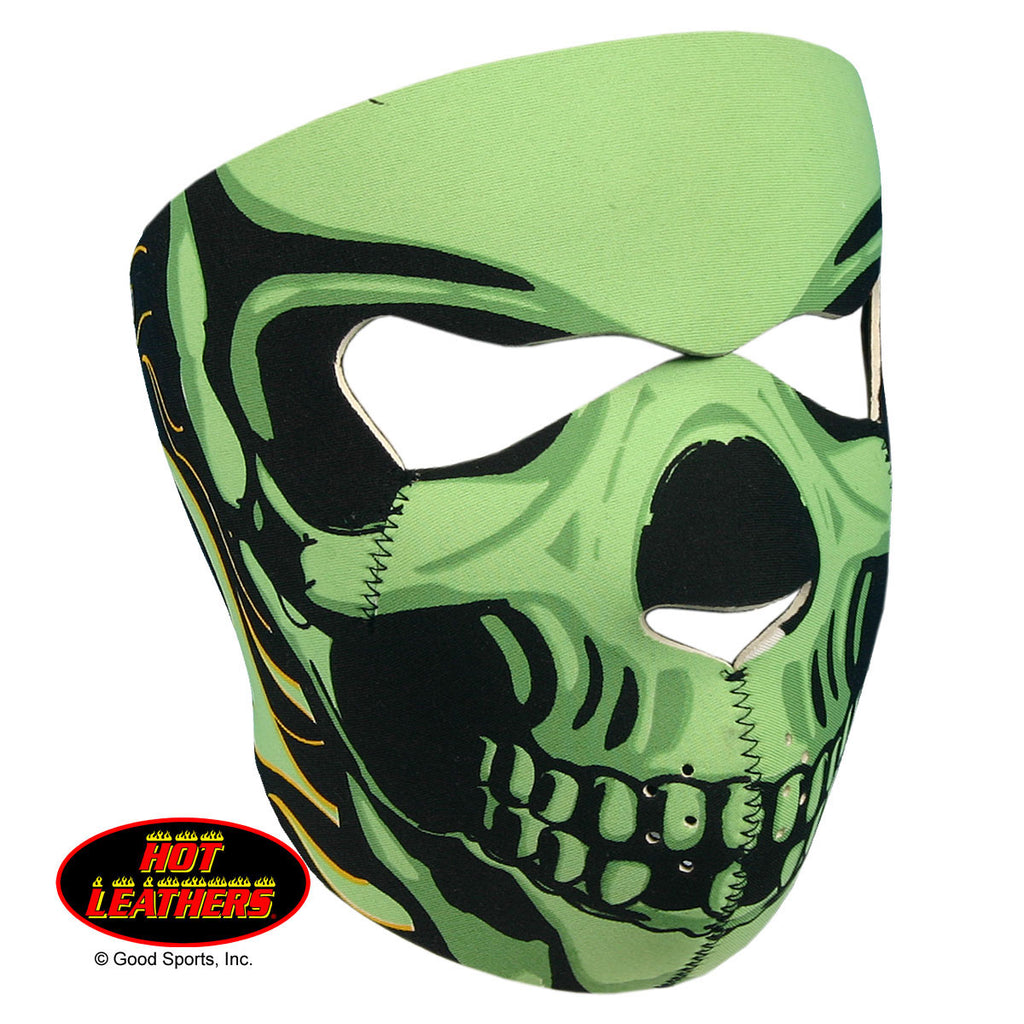 goblin motorcycle helmet Hot Leathers Green Goblin Skull Neoprene Face Mask Neon Flames – Slash2Gash