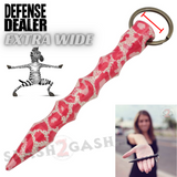 Wavy Kubotan Self Defense Stick Key chain Ninja Weapon - Pink Leopard Camo Animal Print Extra Wide Thick Kubaton Women Protection