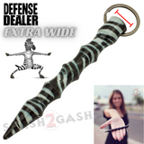 Wavy Kubotan Self Defense Stick Key chain Ninja Weapon - Zebra Animal Print Pattern Extra Wide Thick Kubaton