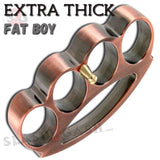 Copper Brass Knuckles Large Fat Boy Extra Wide Chubby Chunk Belt Buckle & Paperweight Big Hands