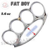Silver Brass Knuckles Large Fat Boy Extra Wide Chubby Chunk Belt Buckle & Paperweight Chrome Big Hands