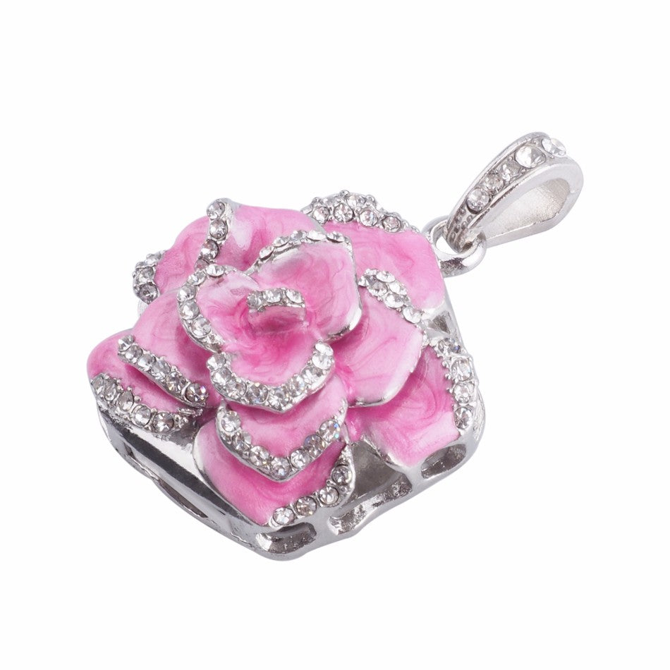 Crystal Flower USB Flash Drive 2.0 Rose Necklace Charm 16 GB - 3