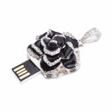 Crystal Flower USB Flash Drive 2.0 Rose Necklace Charm 16 GB - 3 Colors