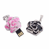 Crystal Flower USB Flash Drive 2.0 Rose Necklace Charm 16 GB - 3 Colors