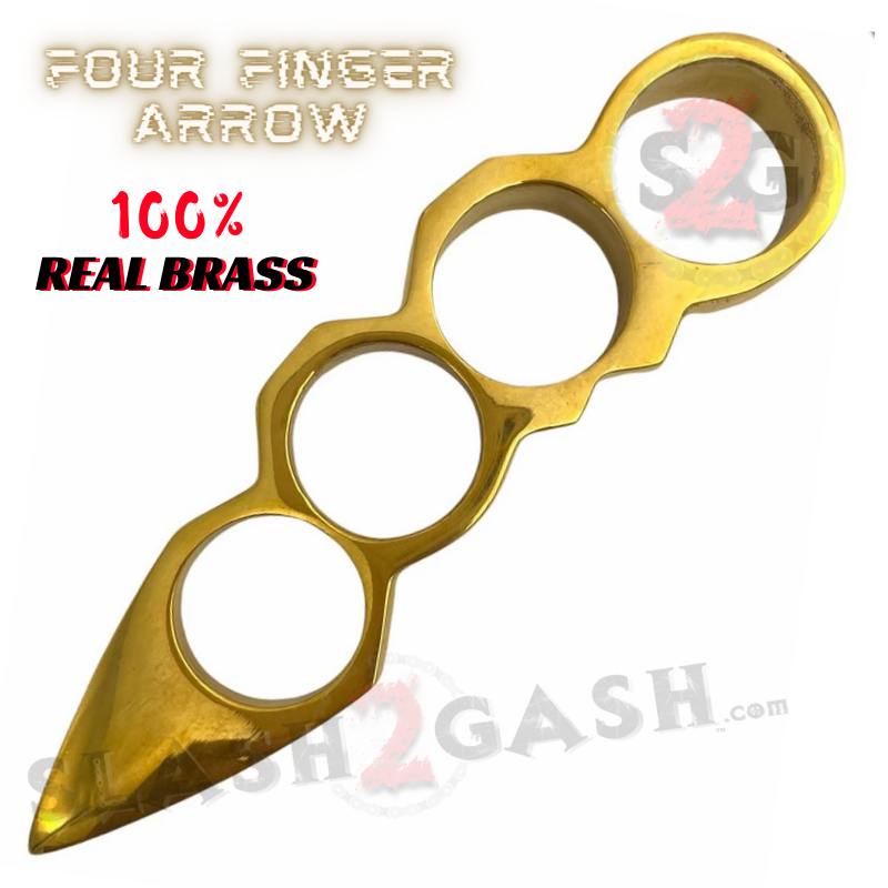 Four Finger Arrow Brass Knuckle Paper Weight REAL BRASS Slash2Gash