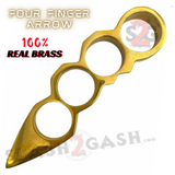 Real Brass Knuckles Spike 4 Finger Arrow Jabber Paperweight Self Defense Point