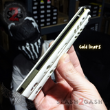 FrankenREP Butterfly Knife TITANIUM Balisong White G10 Handles - (clone) Replicant Gold Liners the one Baliplus