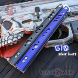 FrankenREP Butterfly Knife TITANIUM Balisong Black Purple G10 - (clone) Replicant Tanto Blade Silver Liners BK PP STITCHED
