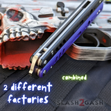 FrankenREP Butterfly Knife TITANIUM Balisong Black Purple G10 - (clone) Replicant Tanto Blade Silver Liners BK PP STITCHED