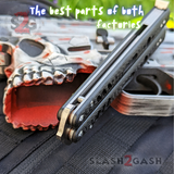 FrankenREP Butterfly Knife TITANIUM Balisong Carbon Fiber - (clone) Replicant Alt Blade Silver Liners CF