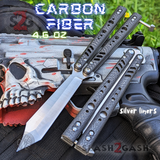 FrankenREP Butterfly Knife TITANIUM Balisong Carbon Fiber - (clone) Replicant Tanto Blade Silver Liners CF