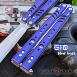 FrankenREP Butterfly Knife TITANIUM Balisong Purple G10 - (clone) Replicant Alt Blade Gold Liners PP STITCHED