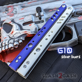 FrankenREP Butterfly Knife TITANIUM Balisong Purple White G10 - (clone) Replicant Alt Blade Silver Liners PP WH STITCHED