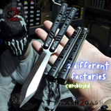 FrankenREP Butterfly Knife TITANIUM Balisong Black G10 - (clone) Replicant Alt Blade Gold Liners