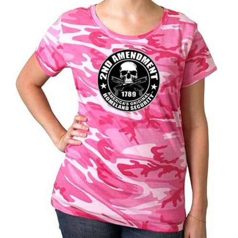 Hot Leathers Pink Camo Ladies 2nd Amendment Tee GLC1314