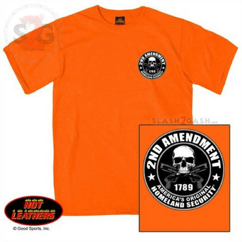 Hot Leathers 2nd Amendment Biker Safety T-Shirt - Orange Hi-Vis