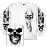 Hot Leathers Ghost Skull White Long Sleeve Shirt Bob's Favorite Logo
