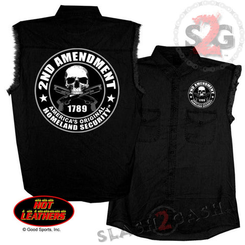 Hot Leathers 2nd Amendment Sleeveless Denim Biker Shirt