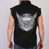 Hot Leathers Bold Eagle Sleeveless Denim Button Up Biker Shirt LIMITED