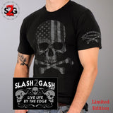 Faded Flag Skull T-Shirt 2nd Amendment Support Crew Sleeve Print Crossbones Custom slash2gash S2G