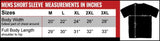 American Flag Bullets T-Shirt Red Sleeve Print size chart