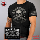 America Support Crew T-Shirt Skull and Crossed Guns American Flag Bullet Sleeve Print Custom slash2gash S2G