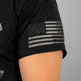 America Support Crew T-Shirt Skull and Crossed Guns American Flag Bullet Sleeve Print Custom slash2gash S2G