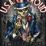 Uncle Sam Poster Finger Short Sleeve Skelton T-Shirt USA Proud Forever Free slash2gash S2G