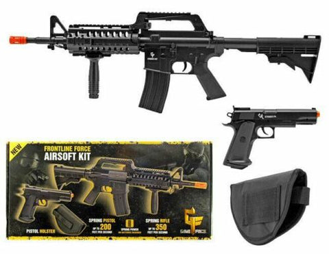 Game Face Spring Powered AR-15 350 FPS and 1911 Handgun Airsoft Kit