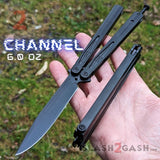 Tachyon 3 Balisong Clone Butterfly Knife Channel w/ Adjustable Spring Latch Black Blade