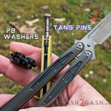 Tachyon 3 Balisong Clone Butterfly Knife Channel w/ Adjustable Spring Latch PB Washers Tang Pins