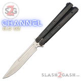 Tachyon 3 Balisong Clone Butterfly Knife Channel w/ Adjustable Spring Latch Mirror Blade
