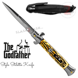 Italian Stiletto Style Switchblade Knife Automatic Classic Godfather Knives - Faux Stag Horn Antler Handle (BEST Spring)