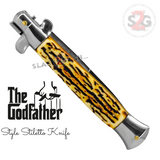 Italian Stiletto Style Switchblade Knife Automatic Classic Godfather Knives - Faux Stag Horn Antler Handle (BEST Spring)