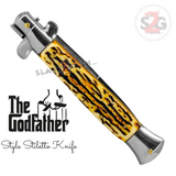 Stiletto Switchblade Knife Automatic Classic Italian Style Godfather Knives - Faux Stag Horn Antler Handle (BEST Spring)