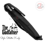 Godfather Stiletto Automatic Knife Classic Switchblade - Black Italian Style Knives Sheath