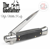 Stiletto Switchblade Automatic Classic Italian Style Godfather Knives - Black Wood Handle (BEST Spring)