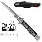 Black Wood  KRISS Switchblade Italian Stiletto Automatic Knife - Snake Blade Wavy
