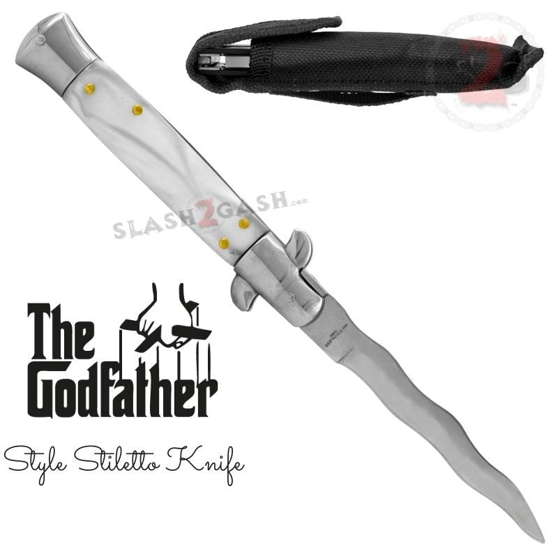 Italian Stiletto Automatic Knife KRISS Snake Blade Wavy