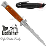 Italian Stiletto Automatic Knife KRISS Switchblade - Snake Blade Wavy, Rosewood Godfather