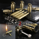 Grenade Bullet Fire Starter - Emergency Permanent Match Survival Key Chain Flint Camping Kerosene Lighter