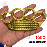 Brass Knuckle Duster Grenade Shaped Heavy Duty Paper Weight - 100% Real Brass Cross Hatched Old School