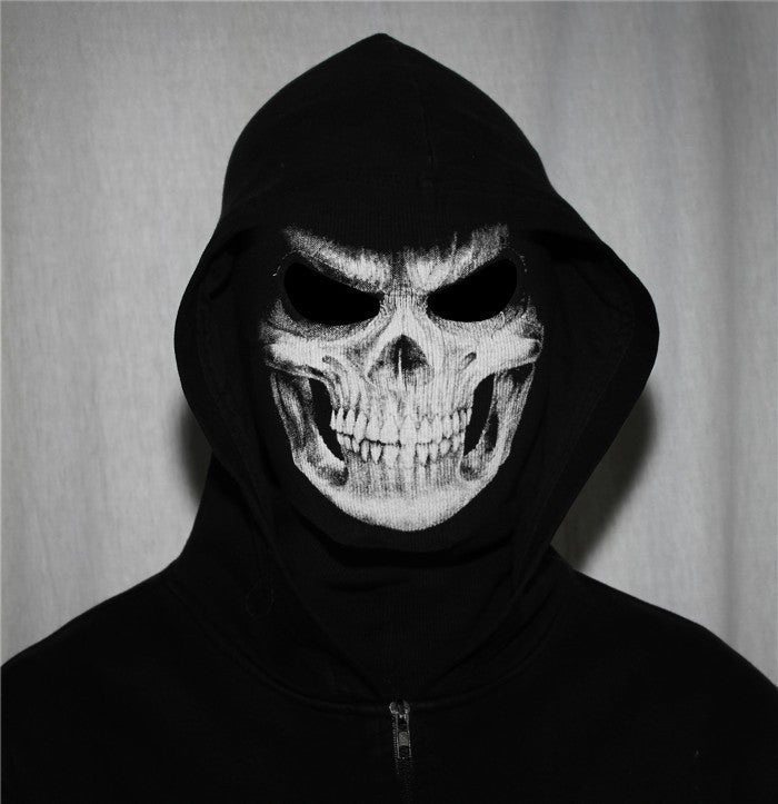 UrbanSource Black Skull Seamless Face Tube Mask - Breathable Polyester, Ghost Style