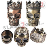 Crowned Skull Herb Grinder King Skull Tobacco Mill - 2 Colors