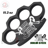 I love Guns Tits & Texas Knuckles Black Solid Steel Paper Weight - Knuckle Duster Heavy Metal Steampunk