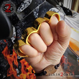 Fat Boy Extra Wide Large Brass Knuckles Chubby Chunk Buckle - Gold Big Hands