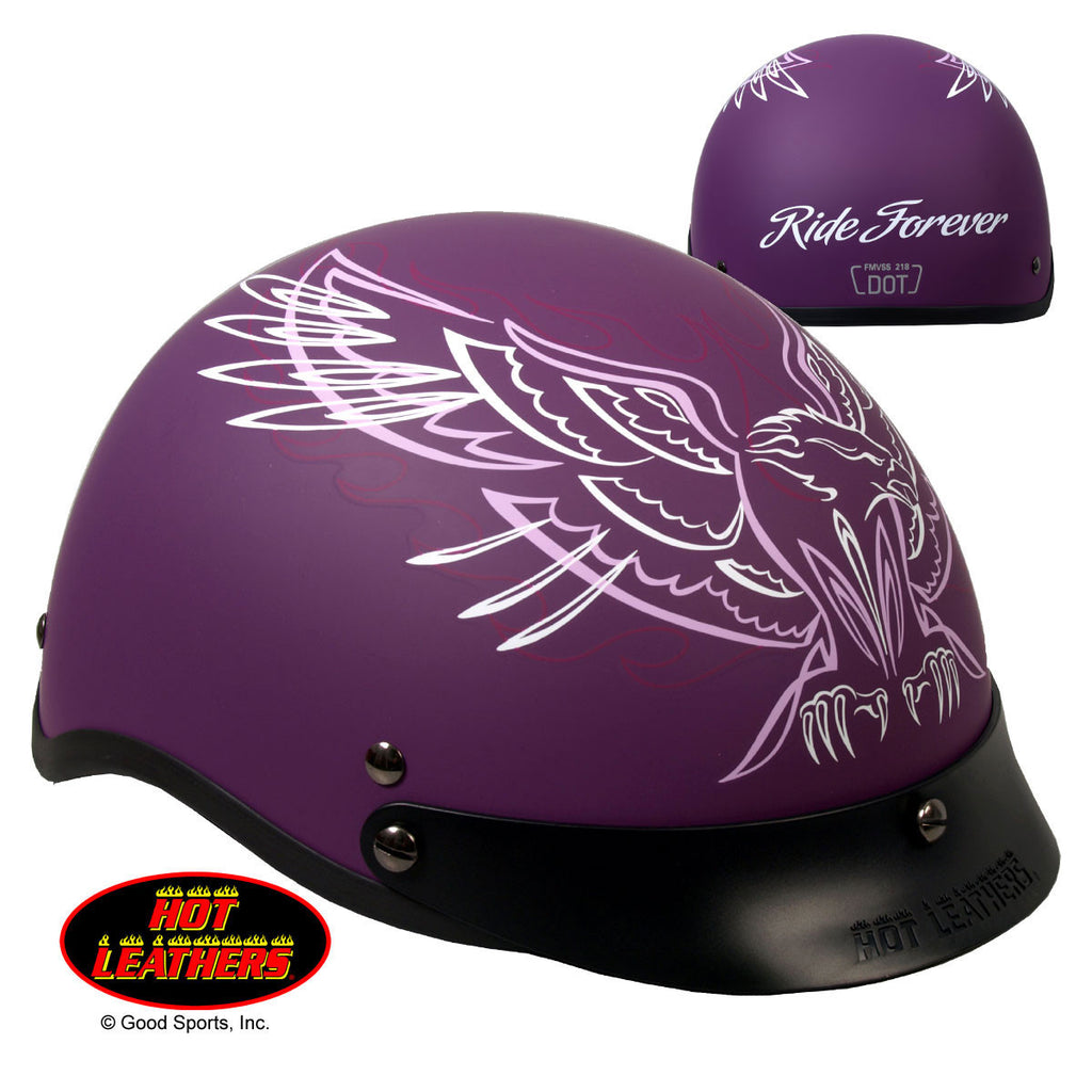 dark purple motorcycle helmet Hot Leathers D.O.T. Ladies Pinstripe Upwing Matte Purple Motorcycle He – Slash2Gash