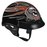 Hot Leathers D.O.T. Stitches Skull Gloss Black Finish Motorcycle Helmet