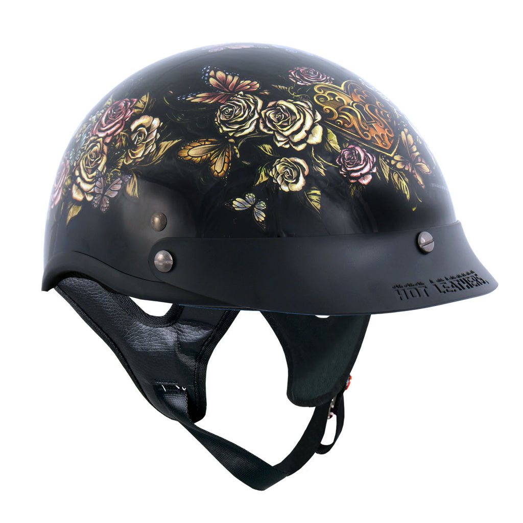 black motorcycle helmet too hot Leathers HLD1031 Sugar Skull Flat DOT Approved Skull Cap Half Biker (Weight Will Vary Upon Size) Meets or Exceeds FMVSS No 218 Certified / DOT Standards DOT Approved Hot Leathers D.O.T. Biker For